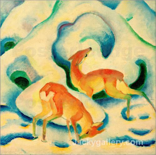 Rehe im Schnee II by Franz Marc paintings reproduction